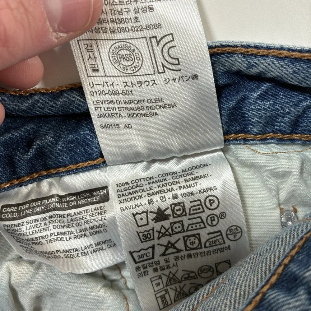 Levi's 501 CT Jeans 33x27 Blue Distressed Denim Button Fly Faded (Tag 29x32)